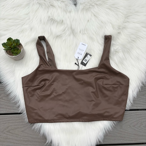 Expresd Faux Leather Cropped Tank - Picture 1 of 5